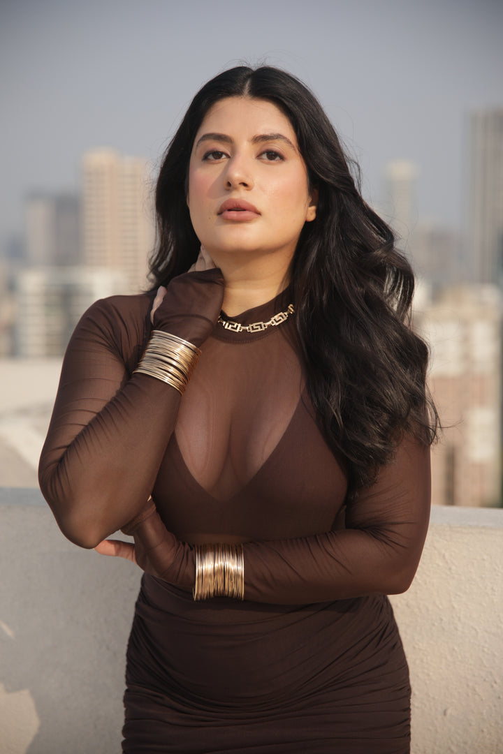 Spaced Out - High Neck Mesh Bodysuit - Solid-bodysuits - Monokrom