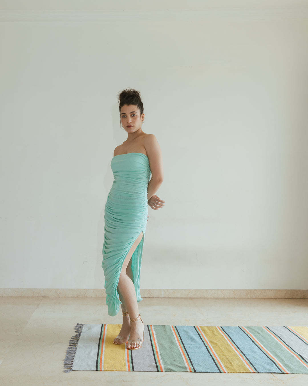 Madhyama Sejpal In Mesh Tube Dress - Solid-Dresses - Celebrity - Monokrom