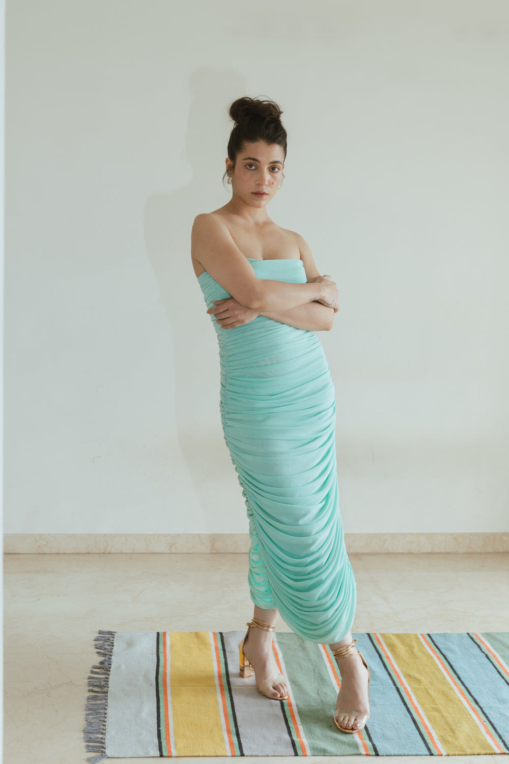 Madhyama Sejpal In Mesh Tube Dress - Solid-Dresses - Celebrity - Monokrom
