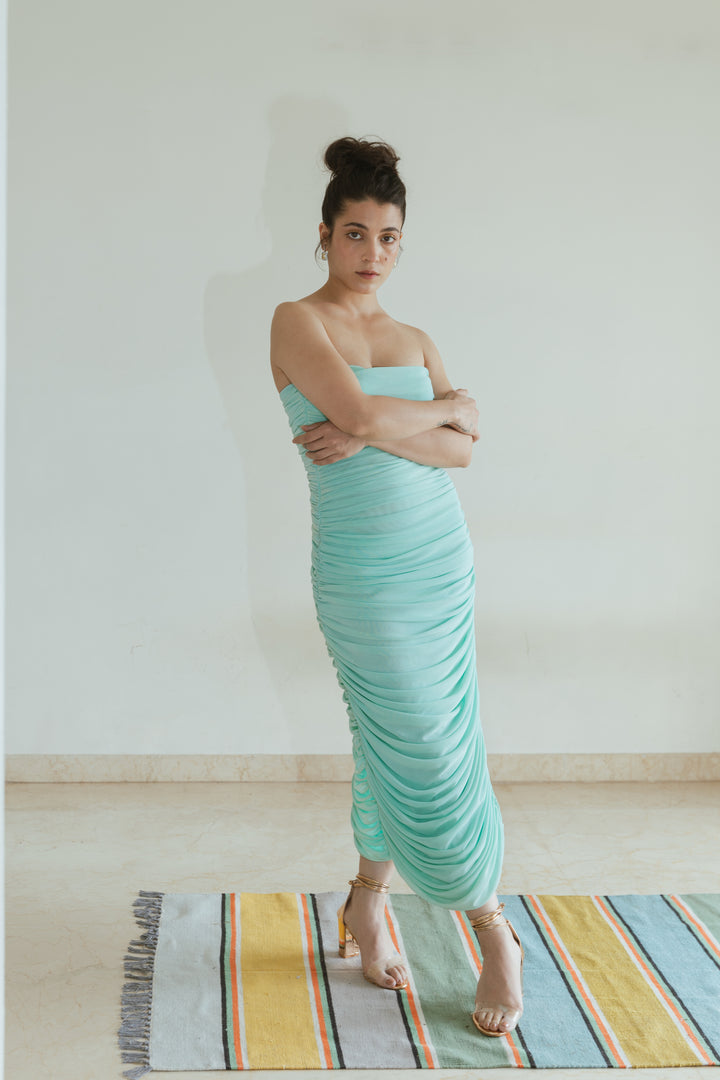 Madhyama Sejpal In Mesh Tube Dress - Solid-Dresses - Celebrity - Monokrom