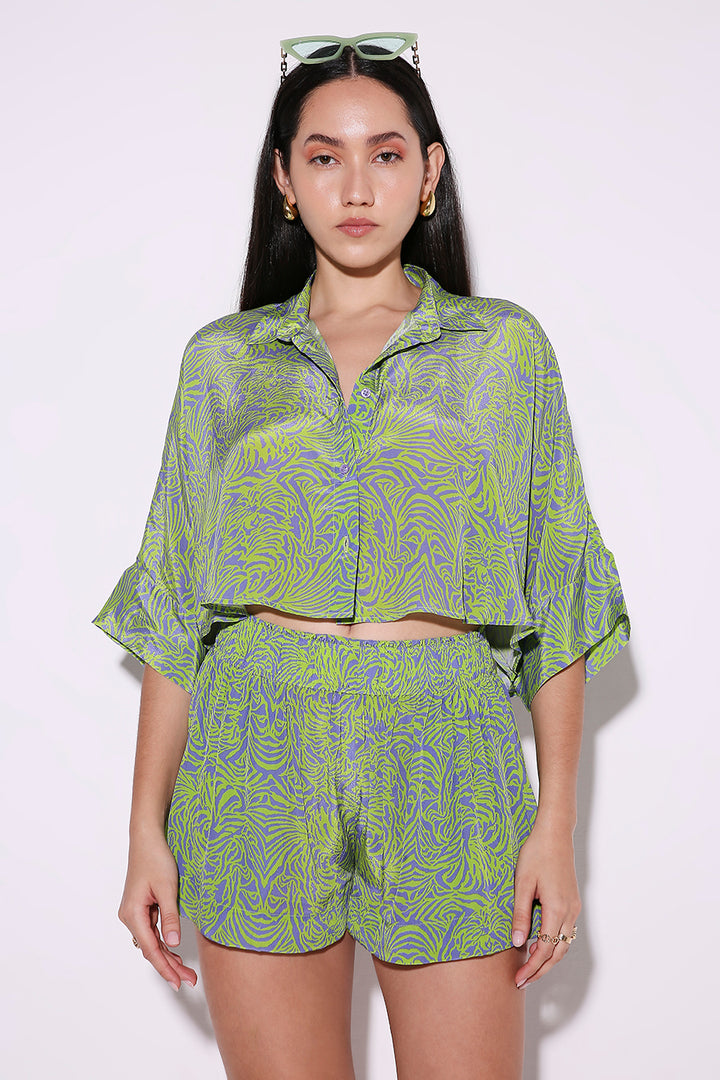 Flared Shorts - Forest Pop-shorts - Monokrom