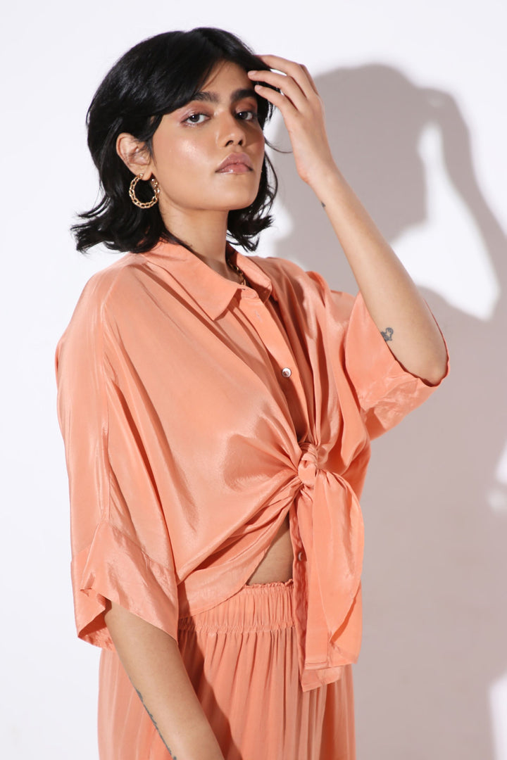 Relaxed fit Long Shirt and Relaxed Fit Pants Solid Color-Coord Set - Monokrom