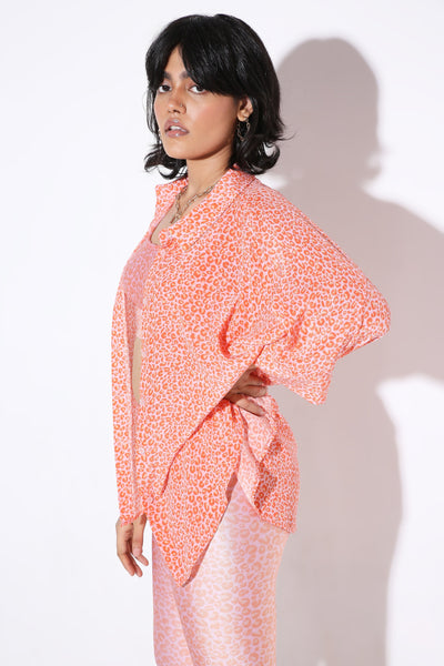 Relaxed fit Long Shirt and Flared Shorts Print-Shirt - Monokrom