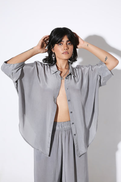 Relaxed Fit Long Shirt Solid-Shirt - Monokrom
