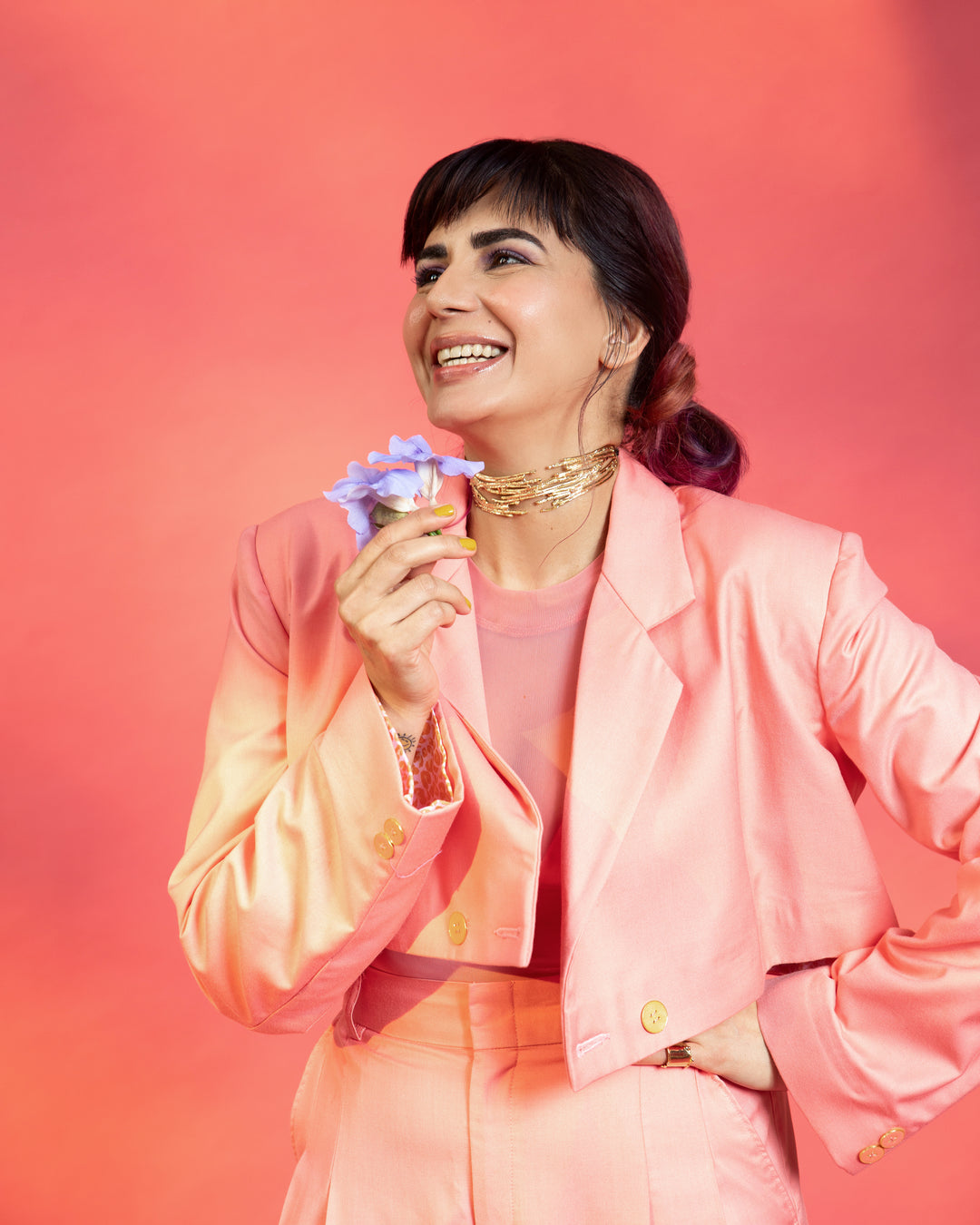 Kirti Kulhari Wearing Mini Moxie Cropped Blazer - Solid-blazers - Celebrity - Monokrom