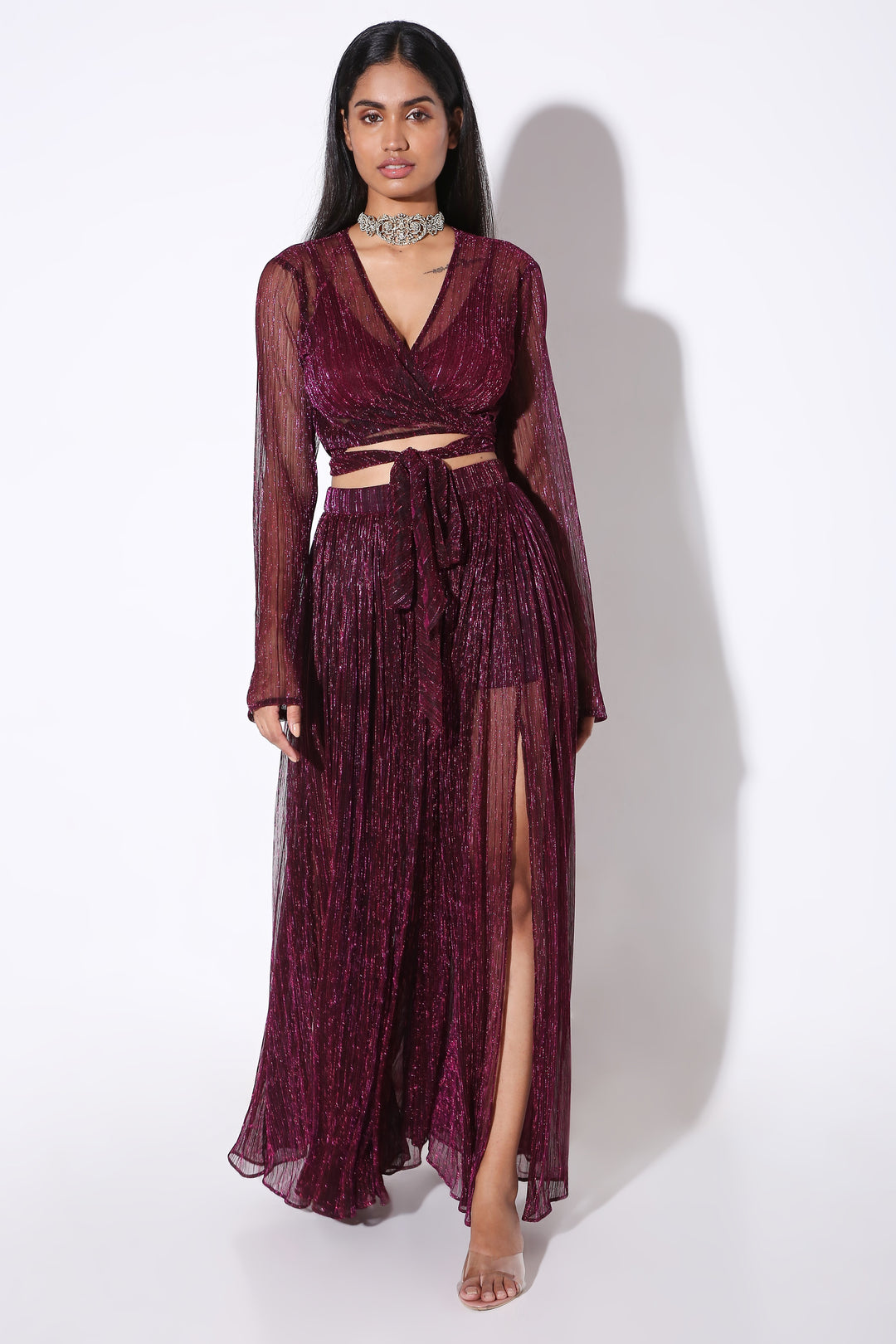 Double Slit Maxi Skirt-Skirt - Monokrom