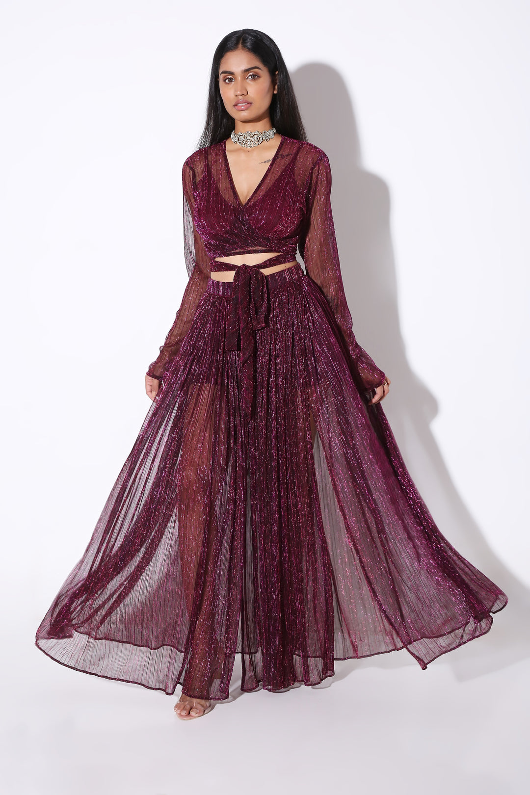 Double Slit Maxi Skirt-Skirt - Monokrom