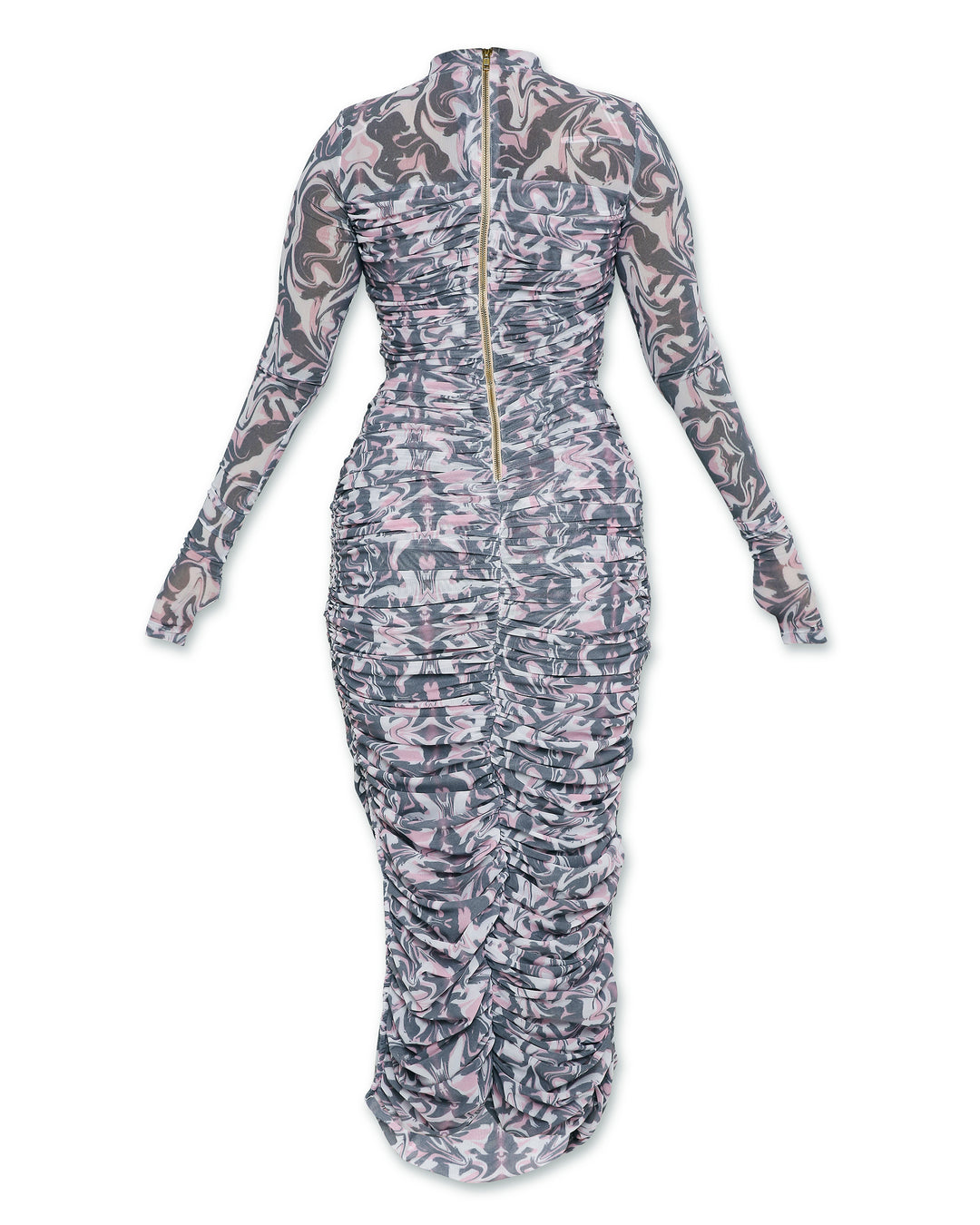 High Neck Mesh Dress - Print-Dresses - Monokrom