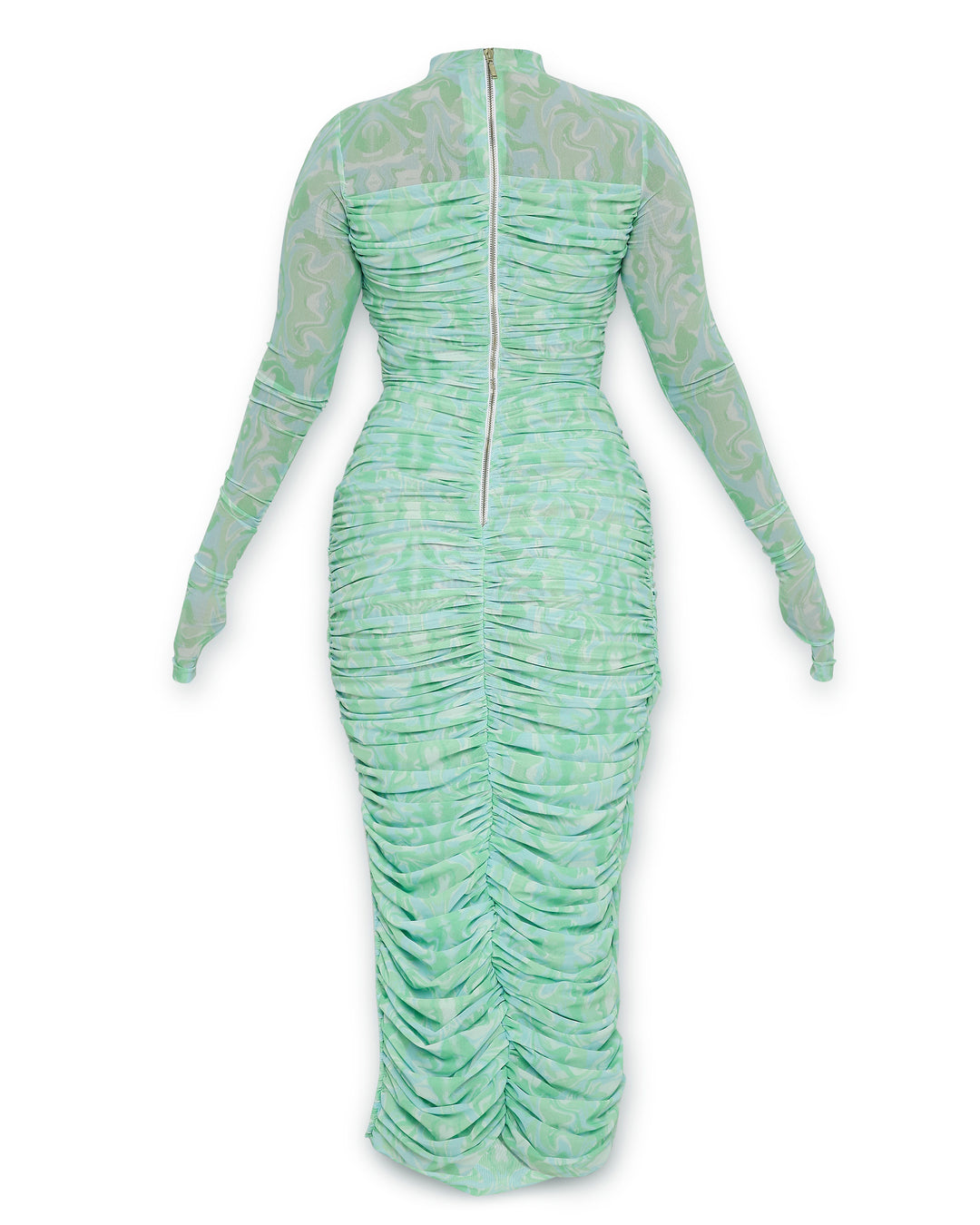 High Neck Mesh Dress - Print-Dresses - Monokrom