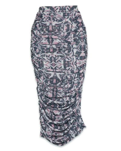 High Waist Mesh Skirt - Print-Skirt - Monokrom