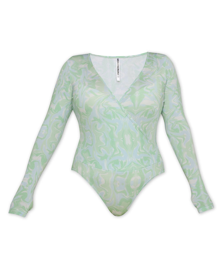 Hug Me - V Neck Lycra Bodysuit - Print-bodysuits - Monokrom