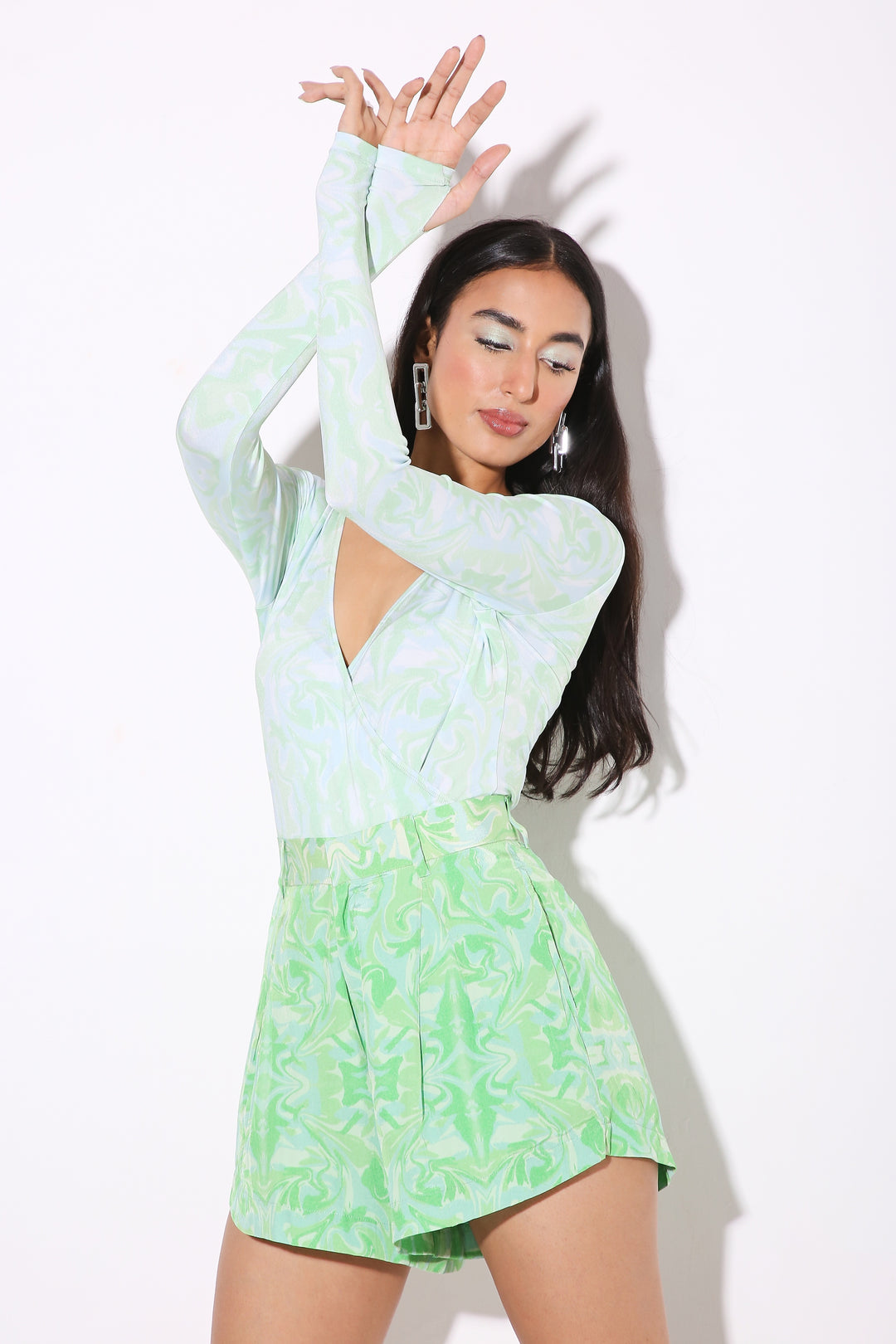 Hug Me - V Neck Lycra Bodysuit - Print-bodysuits - Monokrom