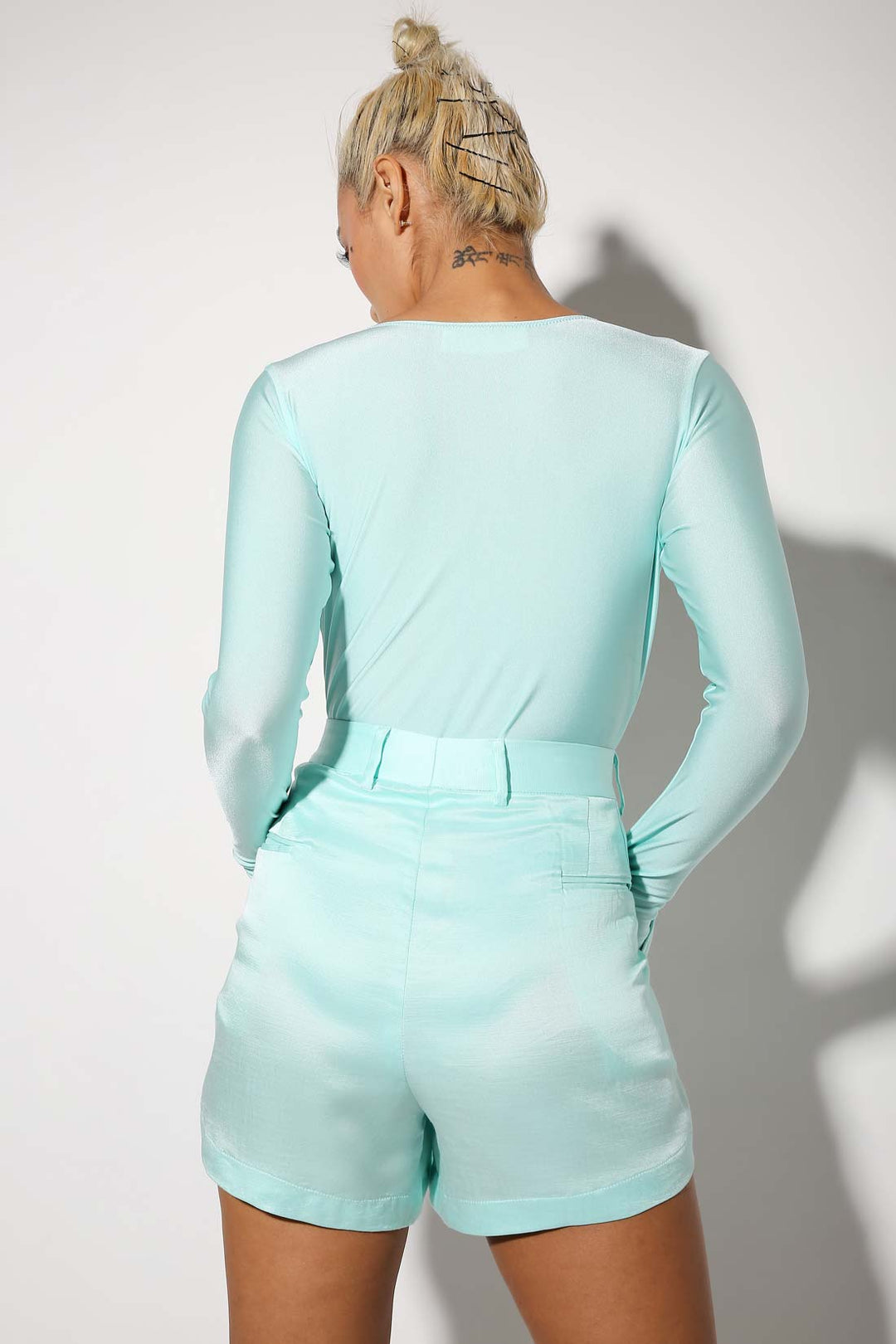 Hug Me - V Neck Lycra Bodysuit - Solid-bodysuits - Monokrom