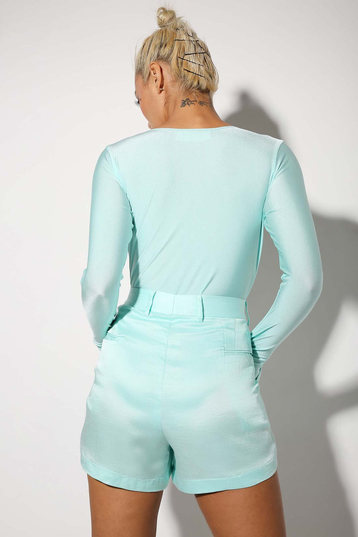 Hug Me - V Neck Lycra Bodysuit - Solid-bodysuits - Monokrom