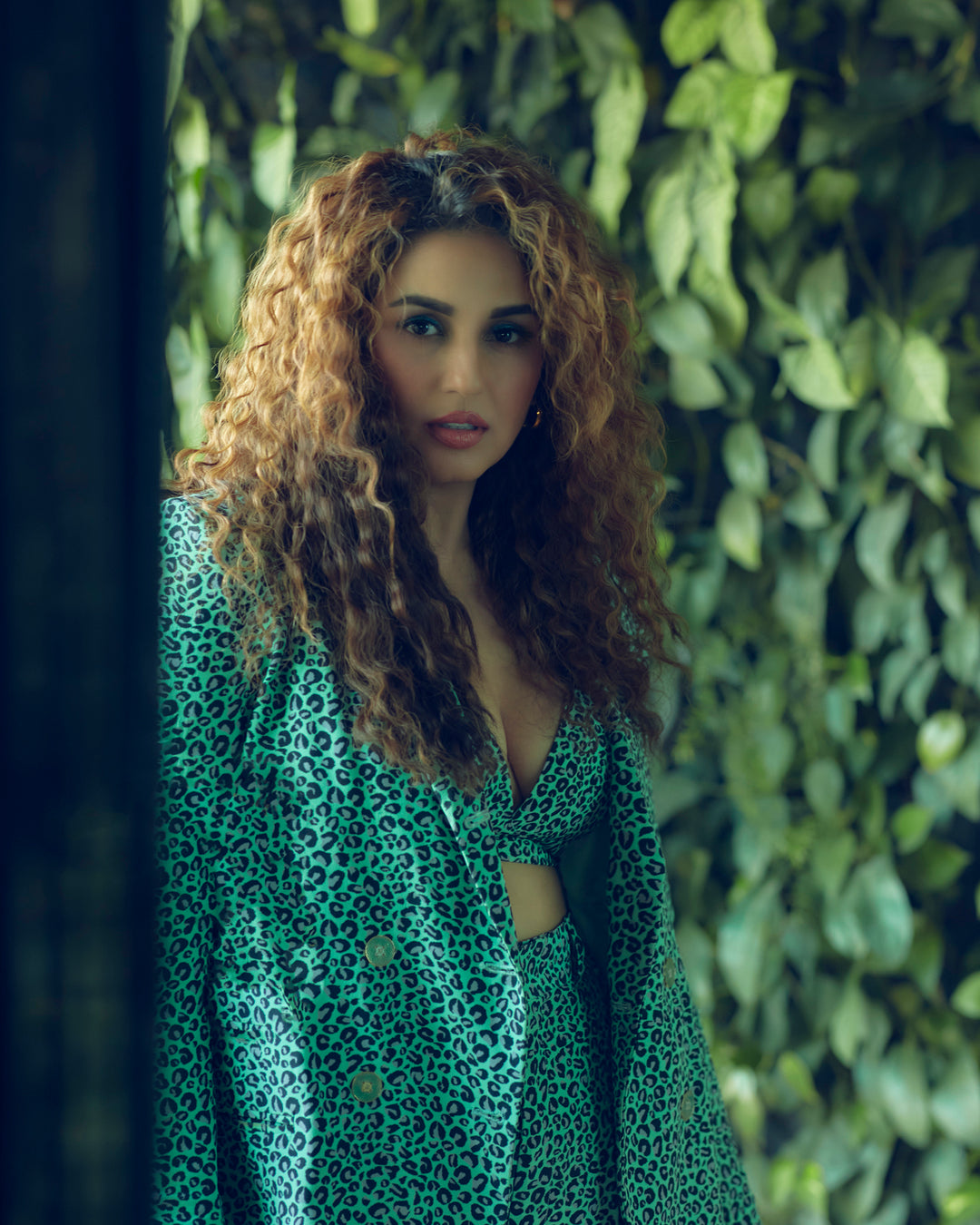 Huma Qureshi Wearing Bombshell Bralette in Love Leopard Print-bralettes - Celebrity - Monokrom