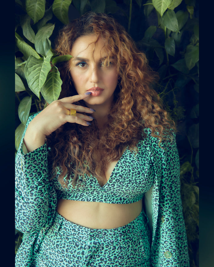 Huma Qureshi Wearing Bombshell Bralette in Love Leopard Print-bralettes - Celebrity - Monokrom