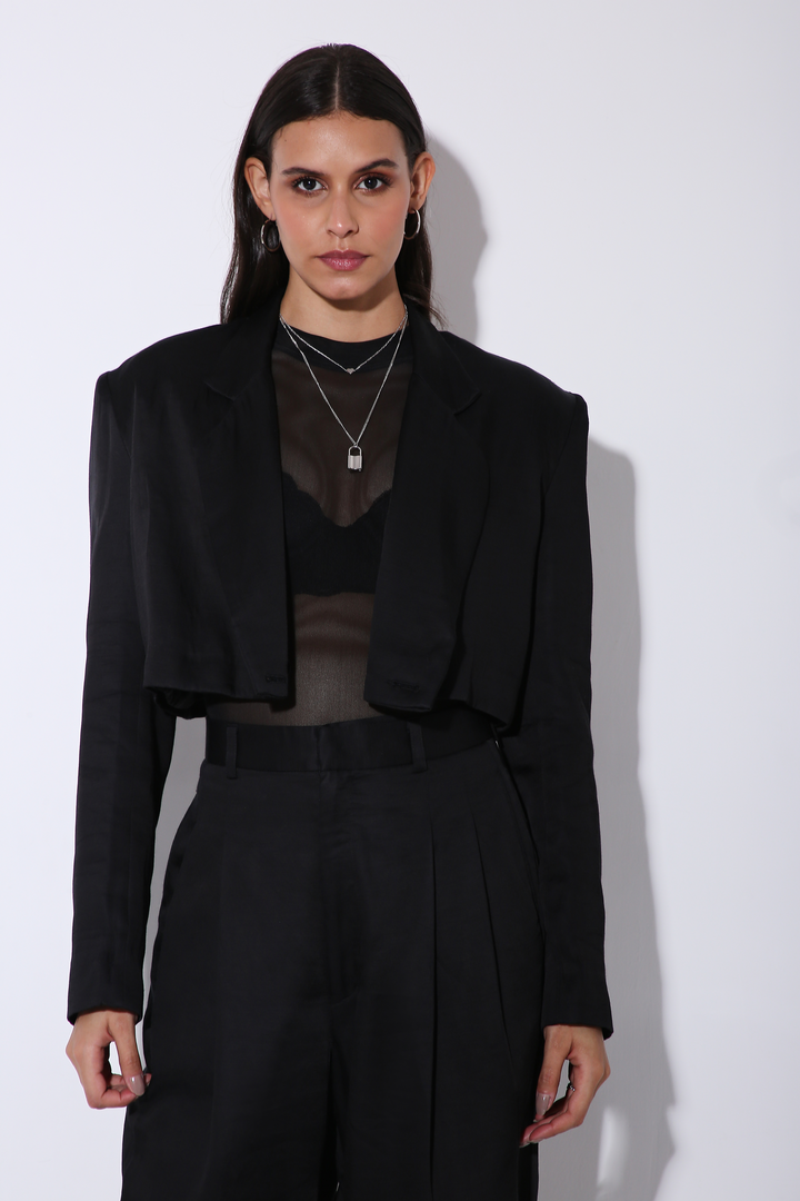 Mini Moxie - Cropped Blazer - Solid-blazers - Monokrom
