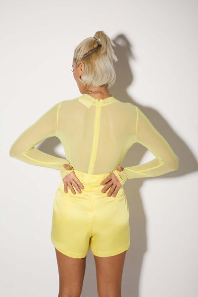 Spaced Out - High Neck Mesh Bodysuit - Solid-bodysuits - Monokrom