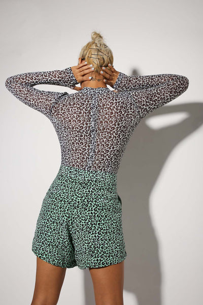 Spaced Out - High Neck Mesh Bodysuit - Print-bodysuits - Monokrom