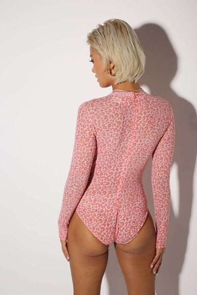 Spaced Out - High Neck Mesh Bodysuit - Print-bodysuits - Monokrom